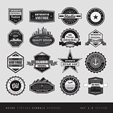 Vintage retro labels black and white isolated
