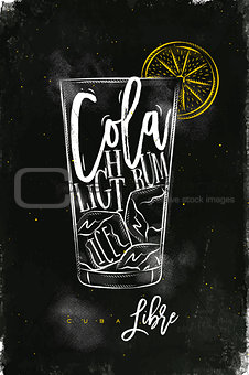 Cuba libre cocktail chalk color