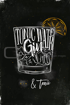 Gin tonic cocktail chalk color