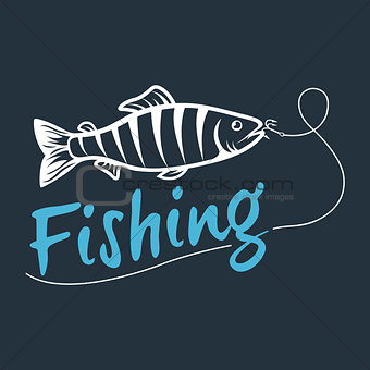 fishing logo isolated on a dark background