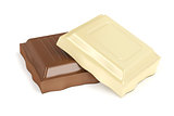 White and brown chocolate pieces