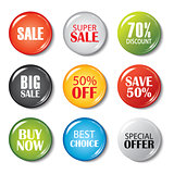 Set of sale buttons and badges. Product promotions. Big sale, sp