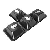 The four black keyboard arrows keys on a white background. Side 