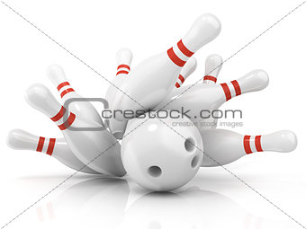 Bowling ball and scattered pin