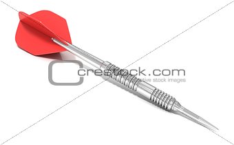 Red dart isolated on white background. Side view
