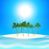 Tropical island and palm trees background