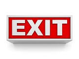 Exit sign on white wall. 3D