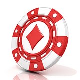 Red gambling chip sign with diamond on it. 3D