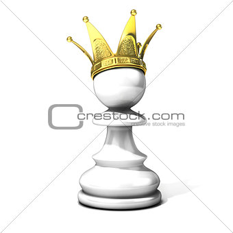 White pawn with a golden crown