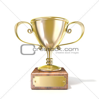 Golden trophy cup. 3D