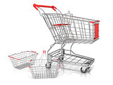 Steel wire shopping baskets and shopping cart