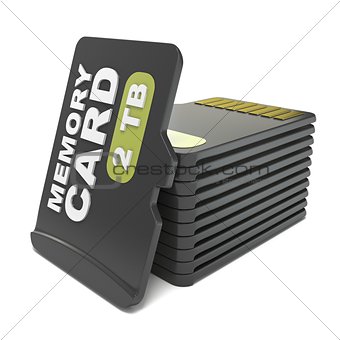 Memory micro sd card stack. 3D