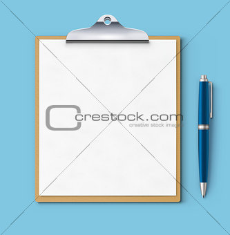 Clipboard with blank paper 