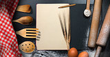 Empty Recipe Book on a Baking Background