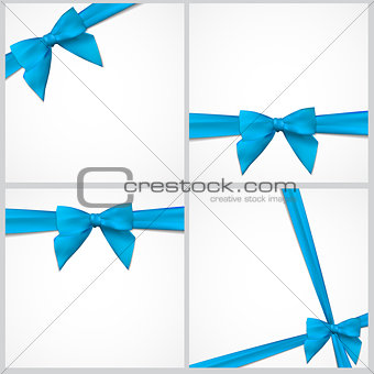 Gift Card with Ribbon and Bow Set. Vector illustration
