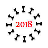 abstract symbol 2018 year with bone. vector