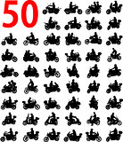 big collection of motorcyclist silhouettes