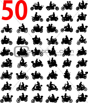 big collection of motorcyclist silhouettes