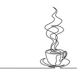 continuous line drawing of cup of coffee