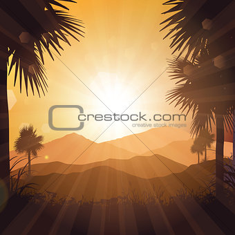 Tropical landscape at sunset