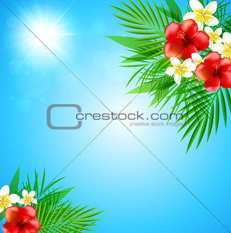 Tropical background with flowers