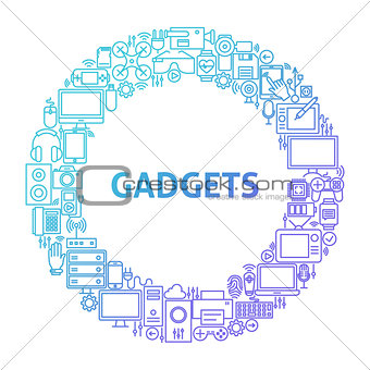 Gadget Line Icon Circle Concept