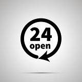 Twenty four open sign, simple black icon