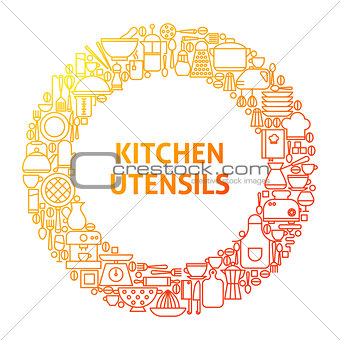 Kitchen Line Icon Circle Concept