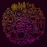 Halloween Line Icon Circle Concept