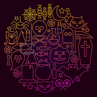 Halloween Line Icon Circle Concept