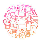 Internet of Things Line Icon Circle