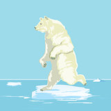 Polar bear on a small ice floe, illustration