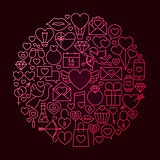 Valentine Day Line Icon Circle Concept