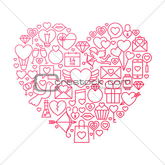 Valentine Day Line Icon Heart Design