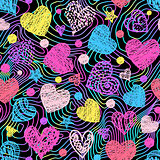 pattern with colorful hearts.