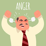 Illustration of an angry boss businessman