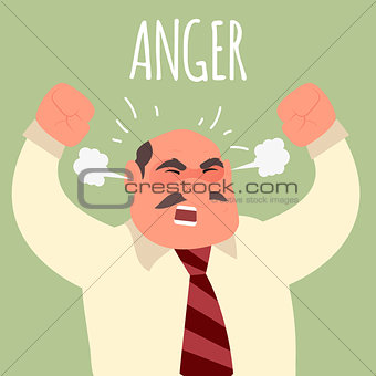 Illustration of an angry boss businessman