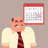 Angry businessman against the background of calendar