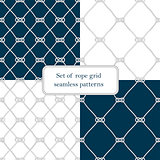 Set of nautical rope seamless fishnet patterns