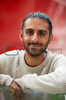 Smiling Asian male university student, portrait