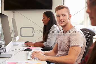 Portrait Of Male University Student Using Online Resources