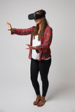 Studio Portrait Of Video Game Designer Wearing VR Headset