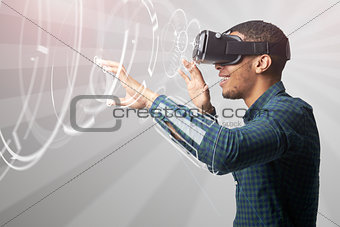 Man Using Virtual Reality Headset