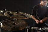Close Up Of Cymbals On Drummer's Drum Kit