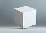 A white empty cube stands on the corner