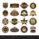 Vintage retro golden labels black and white isolated