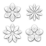 Set of white paper flower buds, vector illustration.