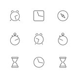Icons clock of thin lines, vector illustration.