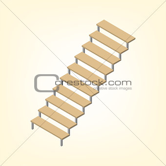 Flight of stairs isometric vector illustration.