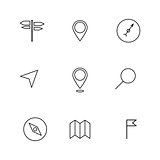 Navigation icons of thin lines, vector illustration.